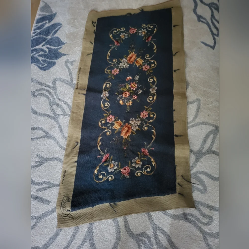 Antique 1921 French Needlepoint Tapestry - Louis XV Floral Design.